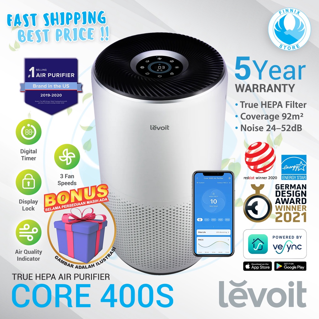 Levoit Core 400S Smart Air Purifier True HEPA  - Pembersih Udara