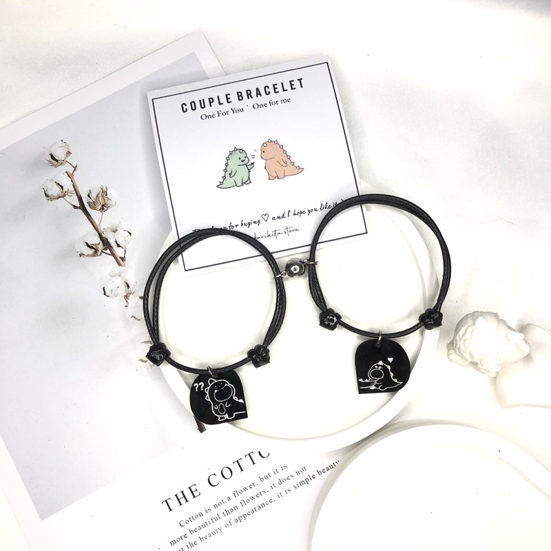 Gelang Couple Dino V2 / Gelang Couple Dino Cute 2pcs Couple Magnet Gelang Viral Couple Sahabat [2 Ge
