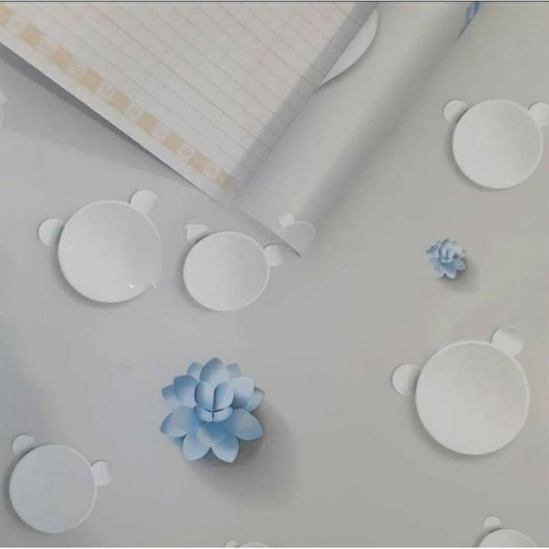 WALLPAPER DINDING MOTIF POLKADOT BUNGA BIRU