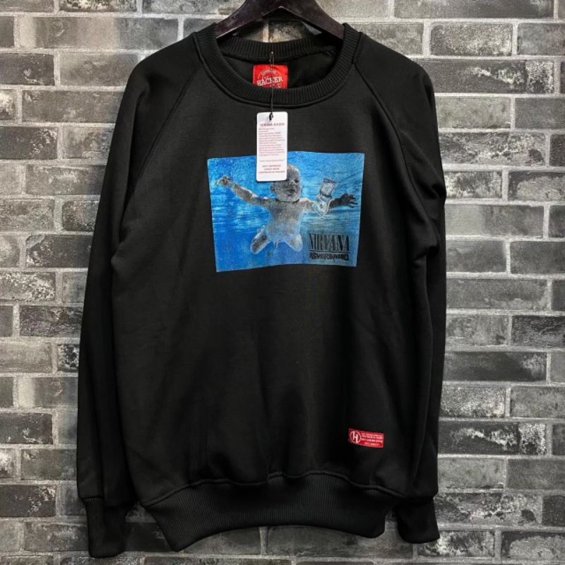 Sweater Pria Distro Japan Crewneck Hitam Sablon Suiter Cowok Jumbo Switer Krunek Oversize Bigsize