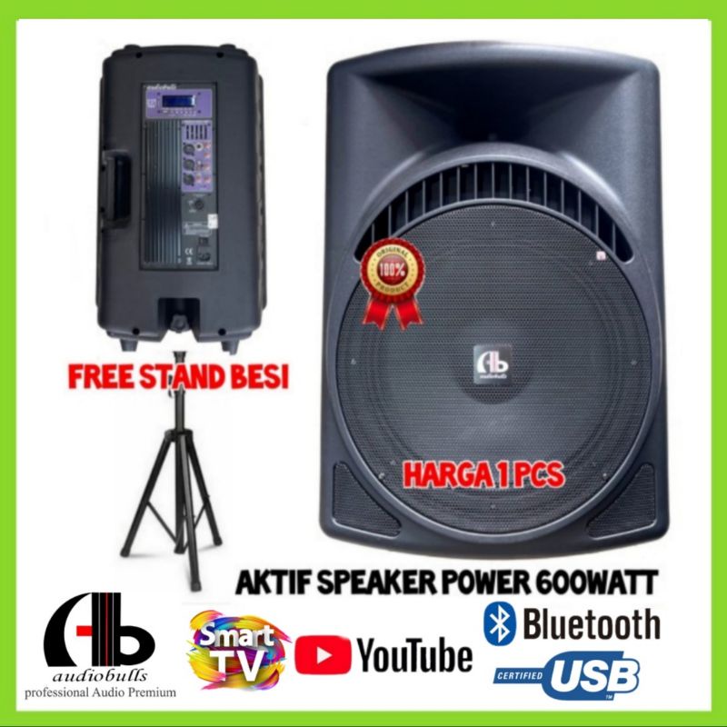 Speaker Aktif AB Audio Bulls 15 Inch Bluetooth Model Mackie Plus Stand Speaker - 1 Pcs