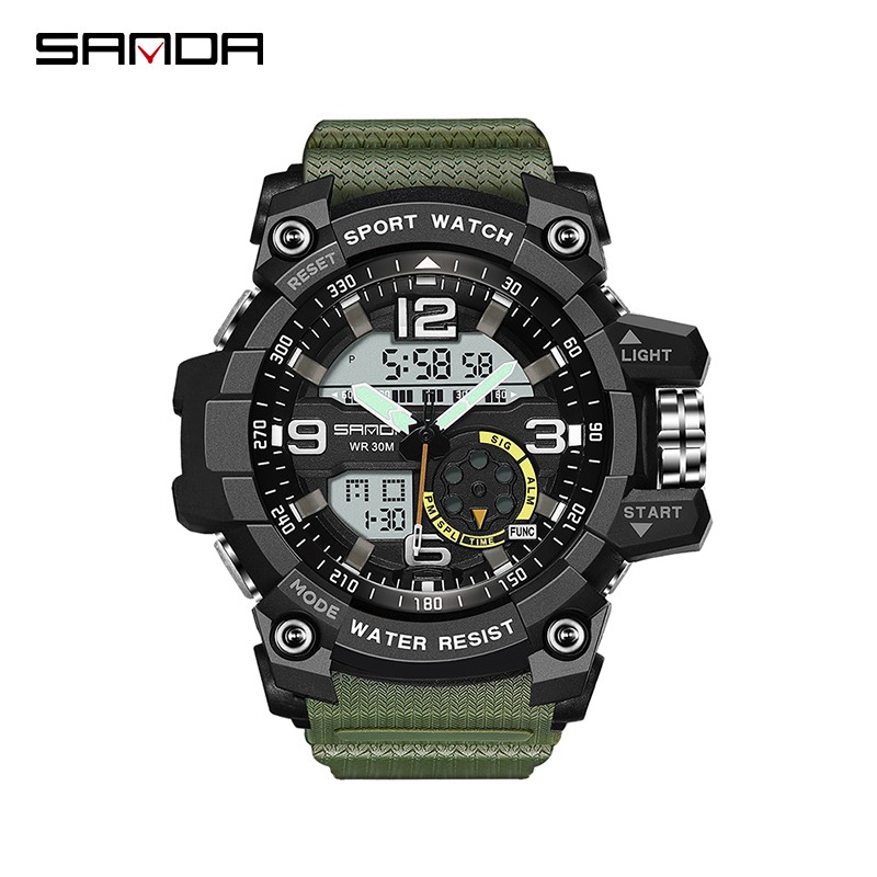 SANDA 759 Jam Tangan Pria Digital Analog Dual Time Tali Rubber WATCHKITE WKOS