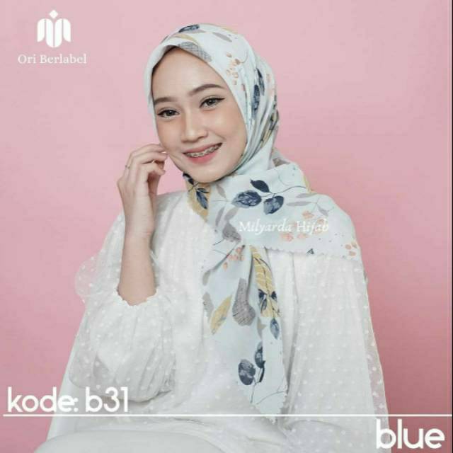 Hijab Segiempat Motif Daun Jeruk - Milyarda Hijab - Viney Jepang