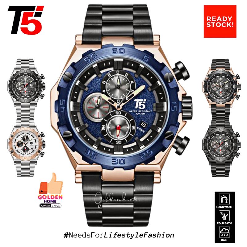 JAM PRIA T5 ORIGINAL 100% H3847 3847 H3847G CHRONOGRAPH FREE GIFT/HADIAH TAHAN AIR 3ATM BERGARANSI F