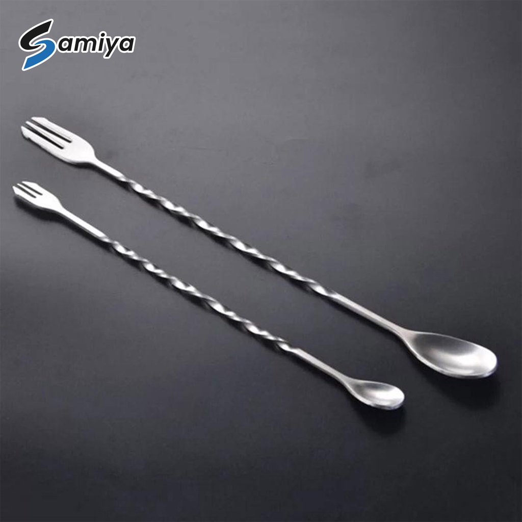 long bar spoon 32cm dan 26cm / long tea spoon  / sendok teh panjang cocktail mixing bar spoon fork