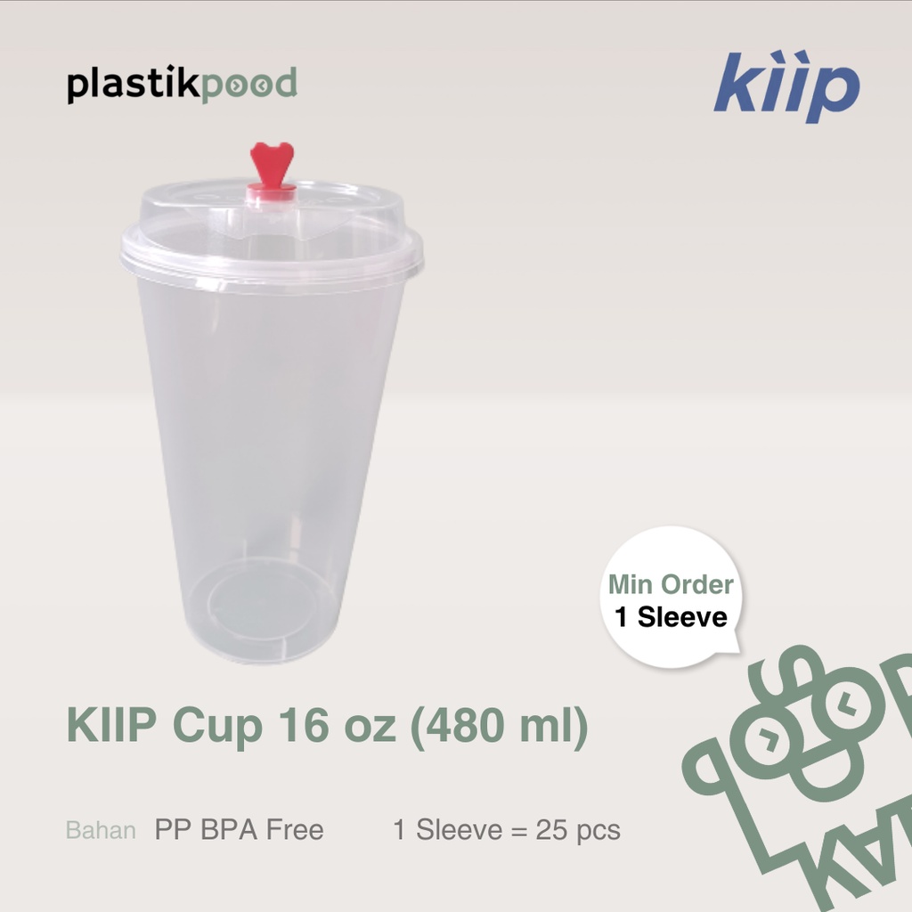 Cup KIIP Thinwall PP Injection Gelas Bubble Tea Boba Kopi Minuman Teh Gelas 16oz Plastik Injection +