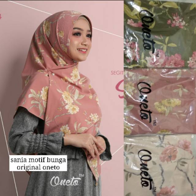 Khimar Sania motif bunga original oneto