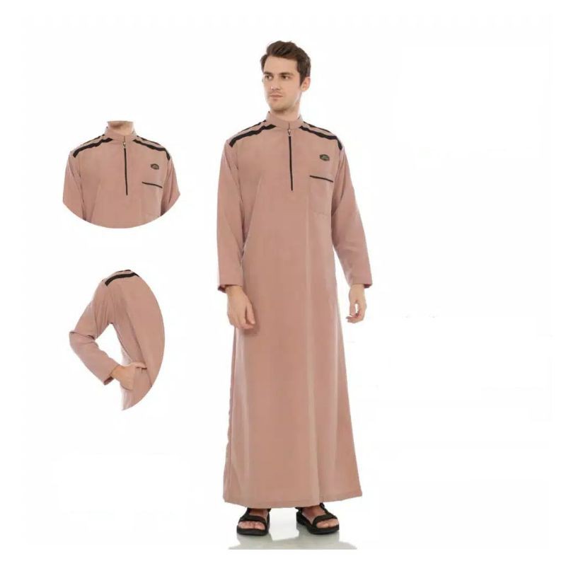 gamis pria CREAM MILO  jubah muslim dewasa / gamis pakistan warna coklat