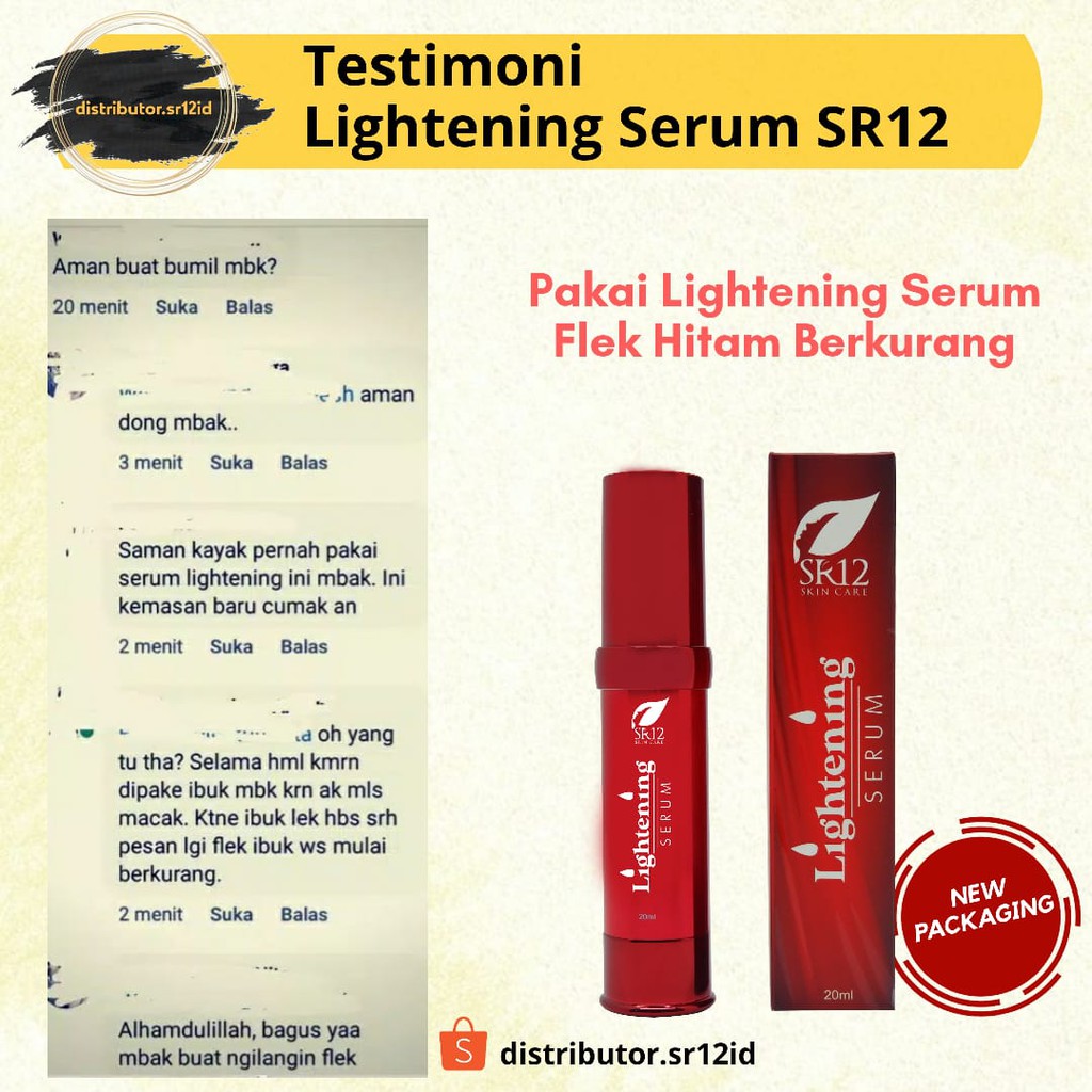 Lightening Serum SR12 Serum Pencerah Wajah BPOM Mengurangi Flek Hitam Antiaging 20 ml