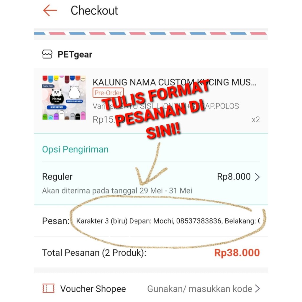 Kalung Kucing Nama Custom KARAKTER