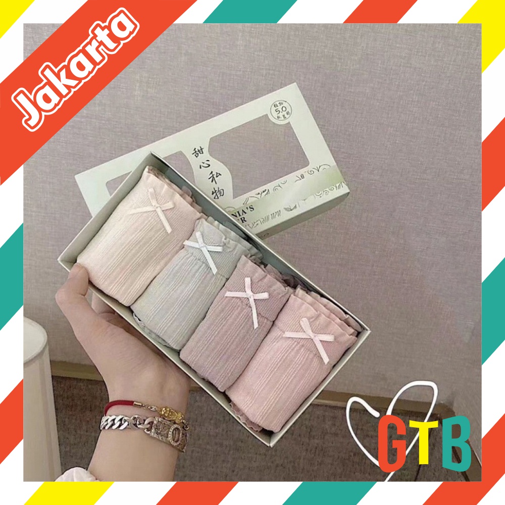 ❤️GTB❤️ [Set Kotak 4pcs] Celana dalam antibakteri graphene wanita Pakaian Dalam CD Seamless [COD] B078 B080