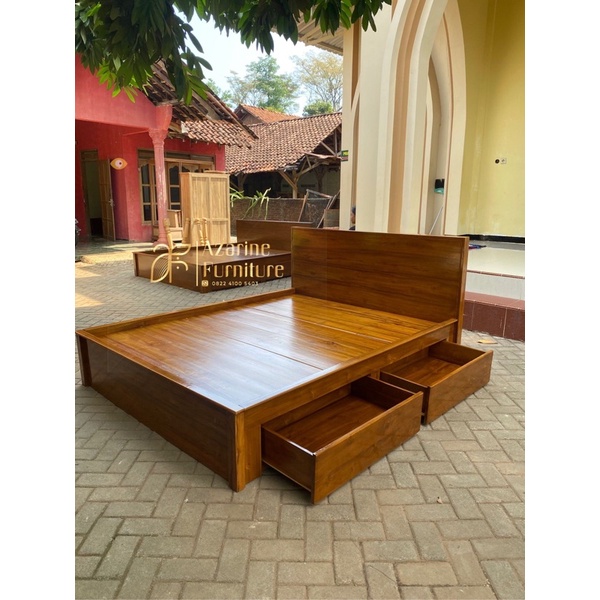 Tempat Tidur Laci Minimalis / Divan Jati Laci Modern