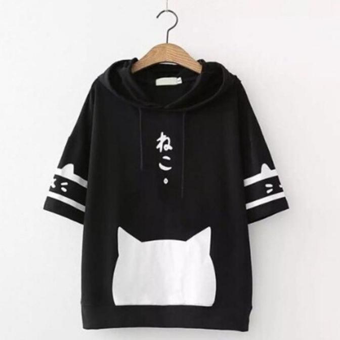 Kualitas Terbaik MFcollection Sweater Hoodie Wanita JAPANESE CAT - Merah CUCI GUDANG