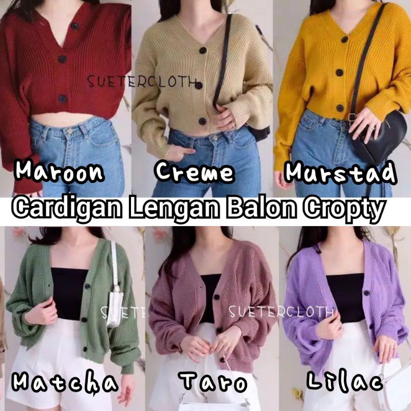 Kardigan Rajut Lengan Balon Cropty / Balona Cardigan