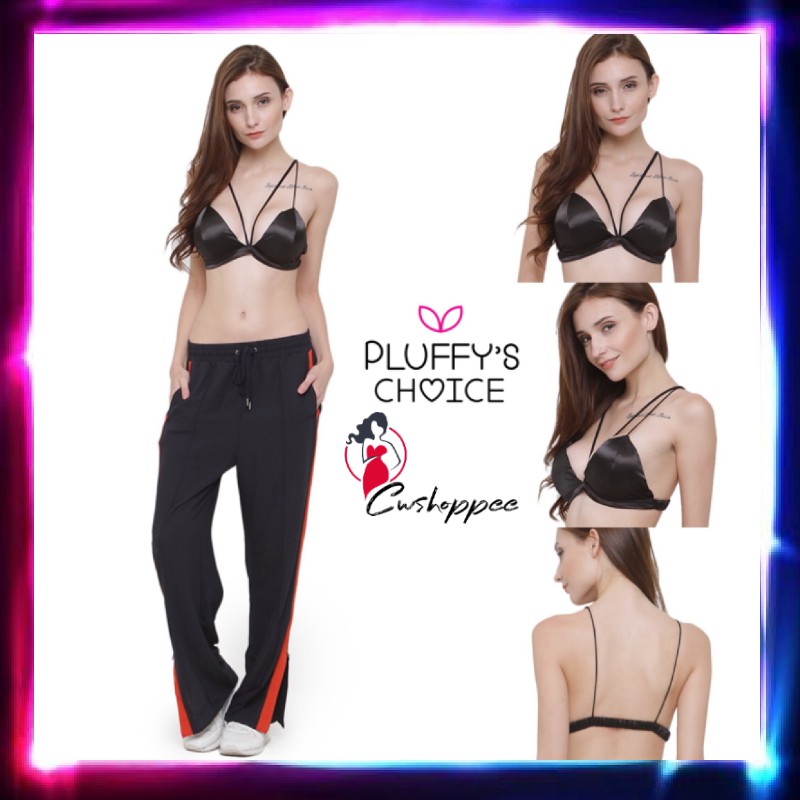 Mila bralette bra satin polos busa  tali silang depan bra wanita sexy seksi import murah