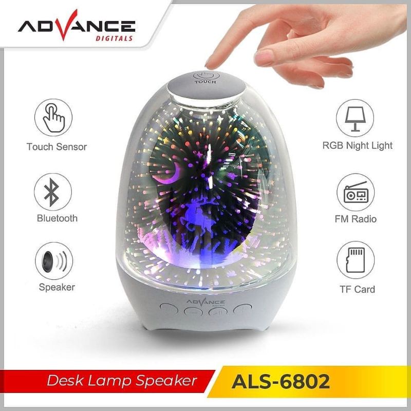 ADVANCE Pertable Speaker dgn Lampu Hias Touchscreen ADVANCE ALS 6802 / Lampu Sentuh Unik ADVANCE ALS 6802 Garansi Resmi