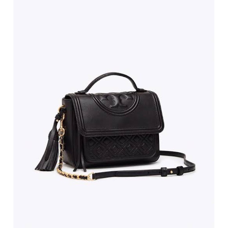 TORY BURCH FLEMING SATCHEL - BLACK