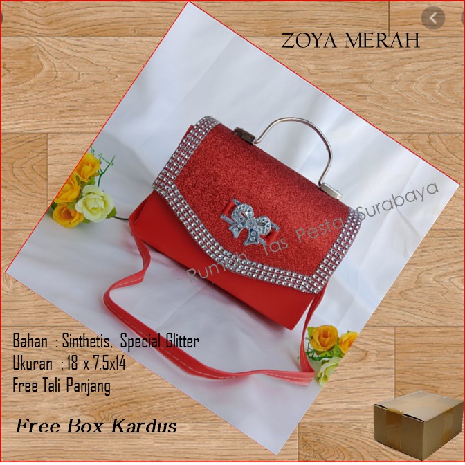 Tas Kondangan,Tas Gliter,Tas Cantik,ZOYA MERAH