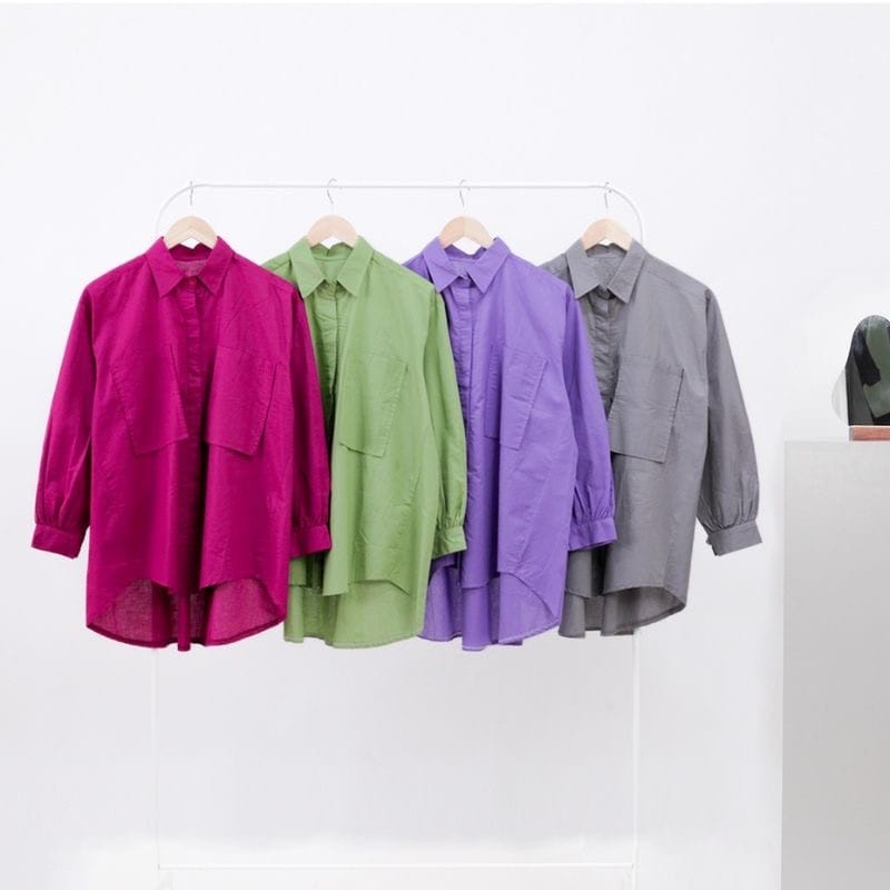 Tq88indonesia Fashion  Kemeja Linen Wanita Kekinian Terbaru / Kem Jazlyn LINEN Oversize Shirt / Blus  / Baju Atasan Wanita Terbaru / Ootd / Baju Santai Wanita / Kemeja Polos Wanita