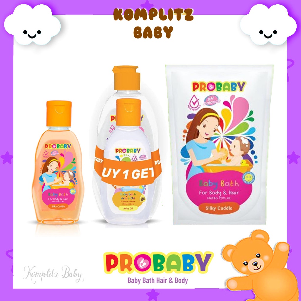 Probaby Baby Bath / Sabu Bayi / 100ml / 200ml / 230ml Refill Silky Cuddle 2in1 / Anise Oil pro baby