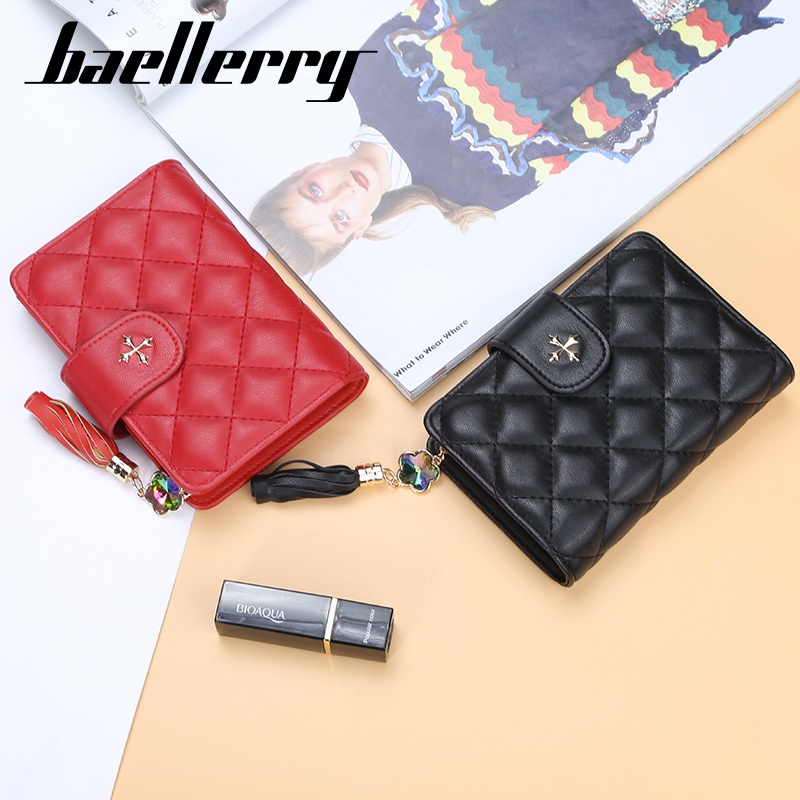 BAELLERRY N1815 Dompet Wanita Dompet Pendek Lipat Dompet Kartu Wanita Bahan Kulit PU Leather Premium WATCHKITE WKOS