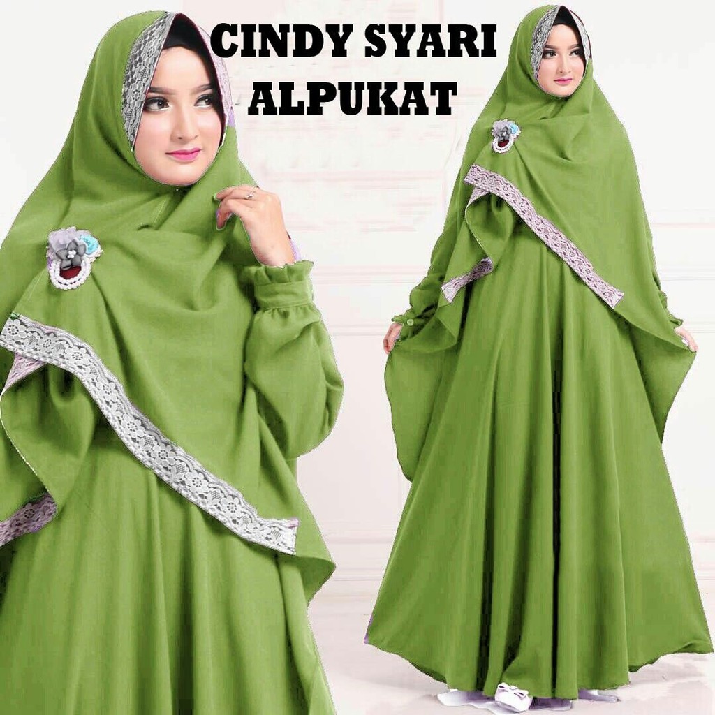 CINDY SYARI Alpukat AK gamis wanita misbie hijau alpukat