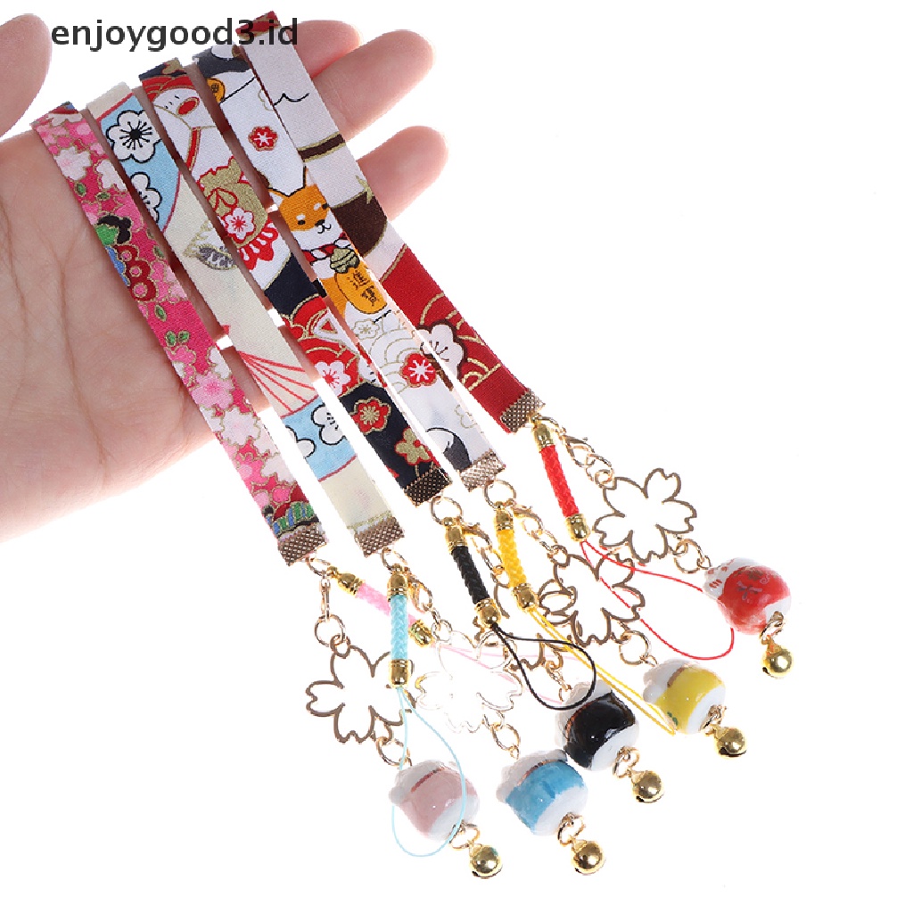 (Rready Stock) Tali Lanyard Motif Bunga Daisy + Kucing + Lonceng Untuk Aksesoris Handphone (ID)