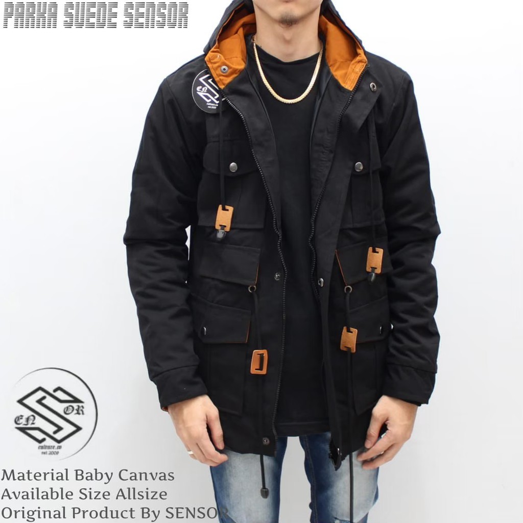 [Bayar Di Tempat / COD] Jaket Parka Suede Mat Canvas Tebal Original Sensor