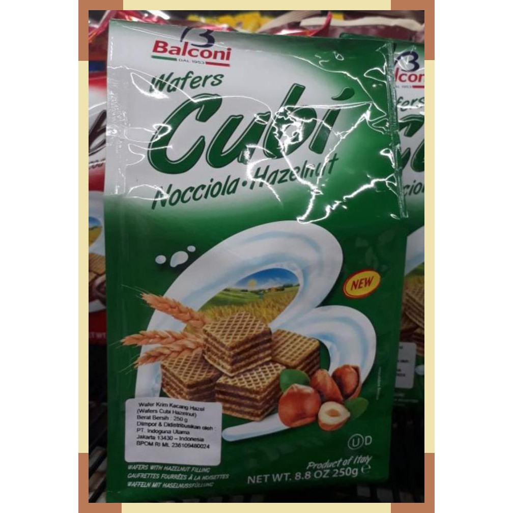 

wafers Cubi nocciola hazelnut 250 gram