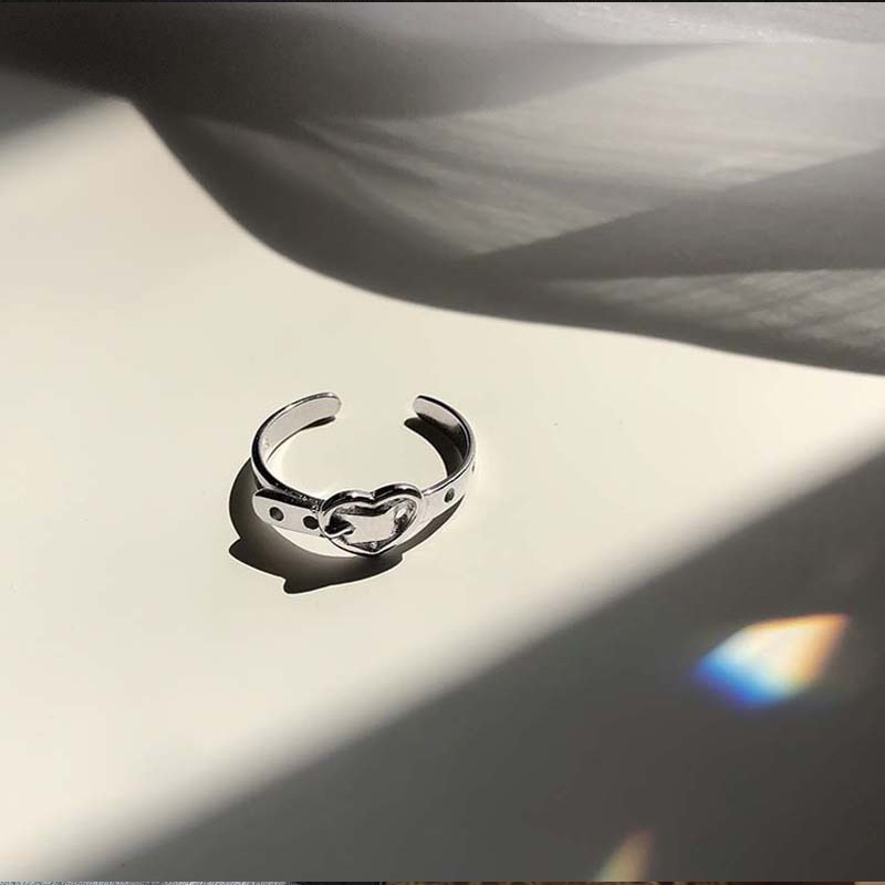 Fashion Cinta Sabuk Gesper Cincin Kepribadian Minoritas Desain Pembukaan Cincin Yang Dapat Disesuaikan