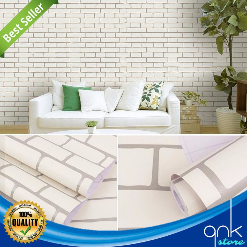 Wallpaper Dinding Motif Bata 45cm x 5m Bata Putih Klasik Wallpaper Sticker Bata Wallstiker Wallpaper Sticker Wall stiker