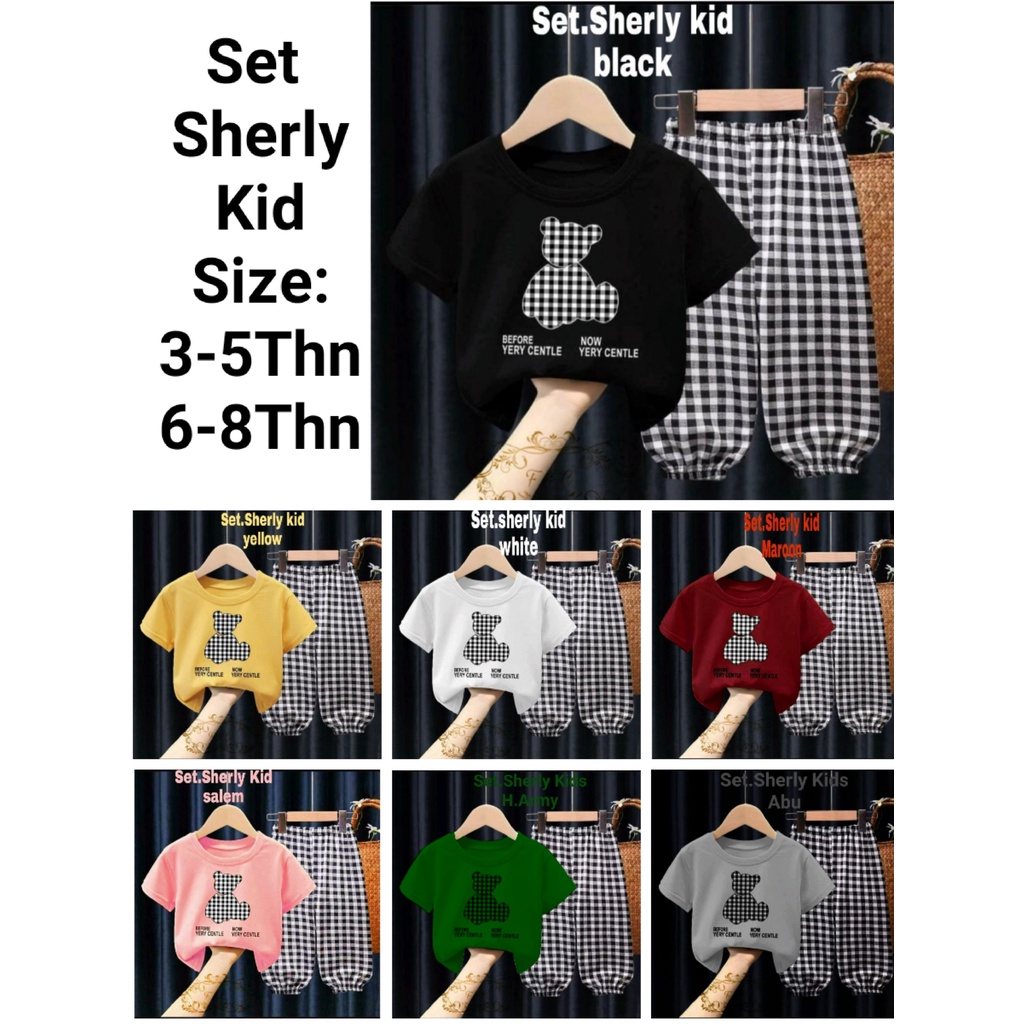 COD☑️Set Sherly Kid/2Size:3-5Thn&amp;6-8Thn/Stelan Anak Terbaru/Set Anak Kekinian/Good Quality