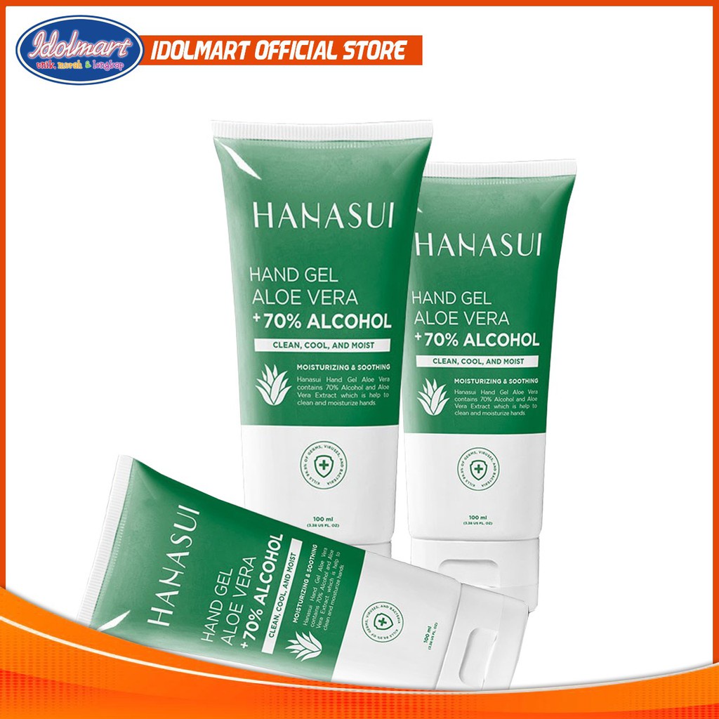 IDOLAKU Hanasui Hand Gel Aloevera Tube 100 ml / Hand Sanitizer Hanasui Kemasan Tube