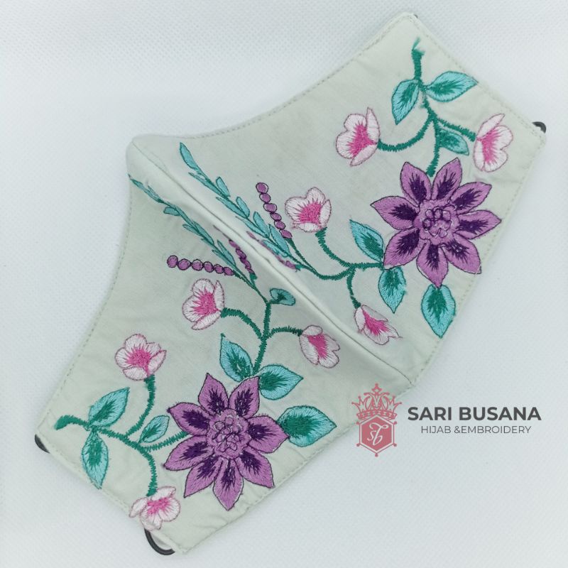 Masker Bordir Headloop Hijabloop Hijau Pastel Hijau Mint Sage Green Hijau Sage