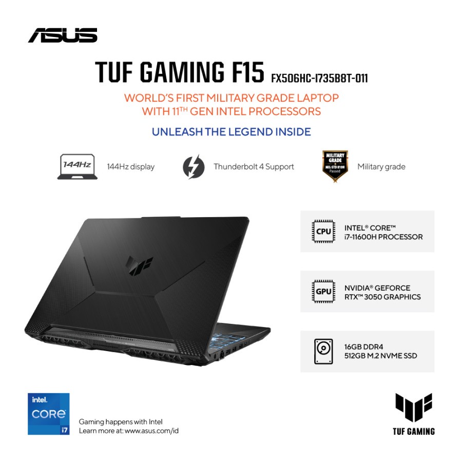 ASUS TUF GAMING F15 FX506HC I7-11600H 16GB 512GB RTX3050 144Hz W11 OHS