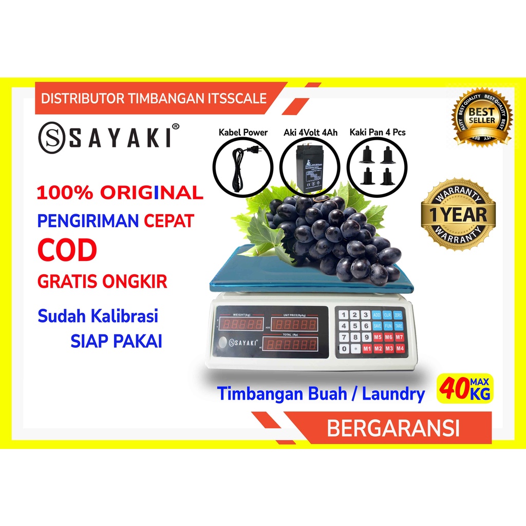 Timbangan Buah / Timbangan Sembako SAYAKI ACS-A Kap.40kg