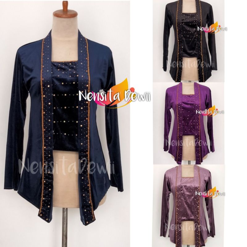 Kebaya Bludru Kutubaru - Payet Lis &amp; Tabur / Warna Lengkap