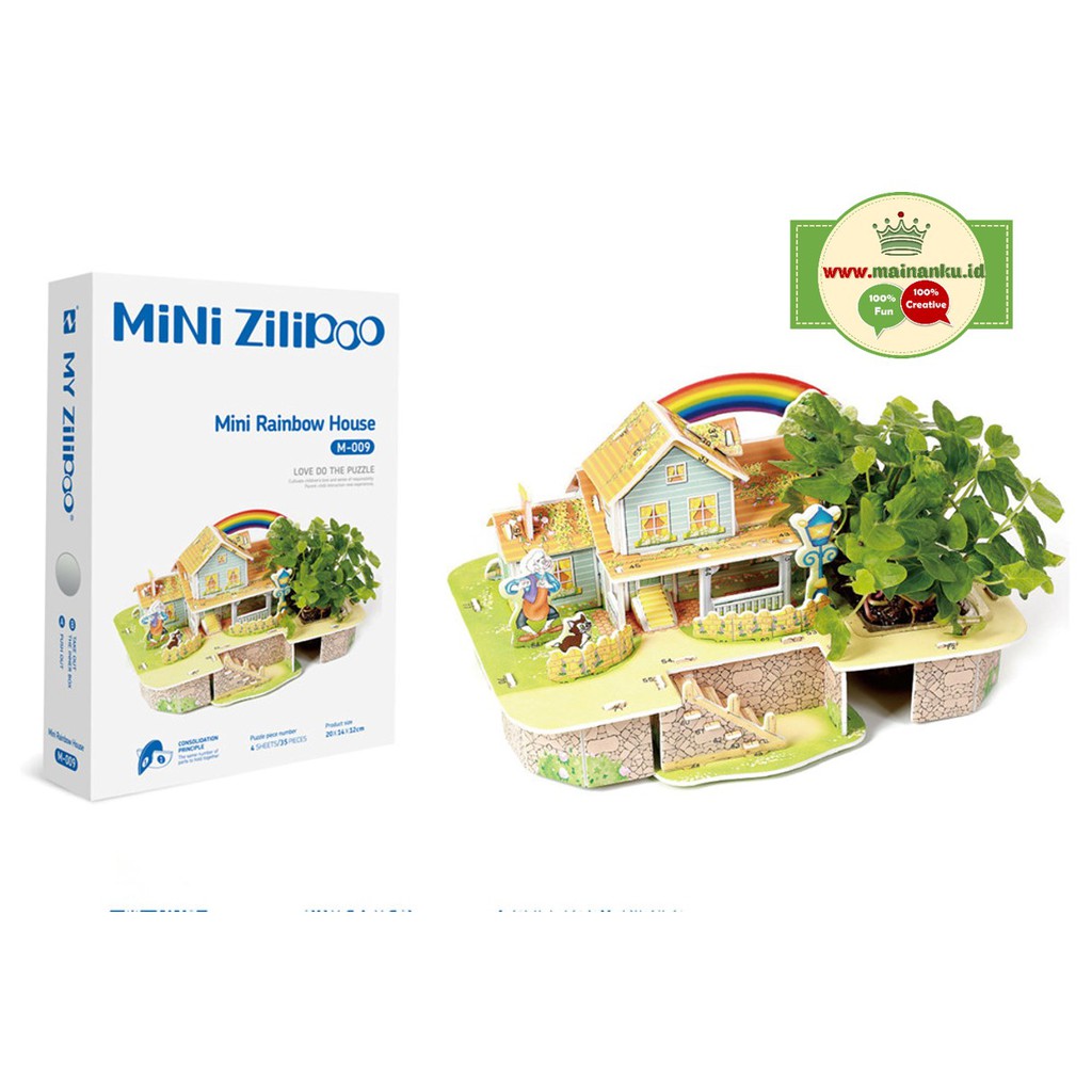 Edukasi Bercocok Tanam - MINI RAINBOW HOUSE | Puzzle 3D Bentuk Rumah M-009 - DIY