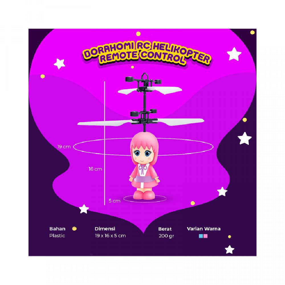 Dorahomi RC Helikopter Remote Control Mainan Induksi - Tahan Banting - Merah Muda