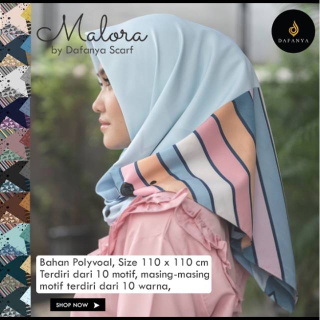 Hijab jilbab Scraf segiempat Malora by Dafanya HIJAB MOTIF VOAL
