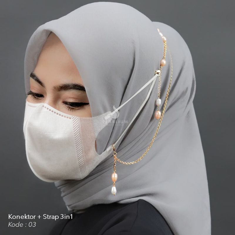 STRAP MASKER, KALUNG MASKER, TALI HIJAB, KONEKTOR MASKER MUTIARA ASLI, KONEKTOR MASKER SERUT, KONEKT