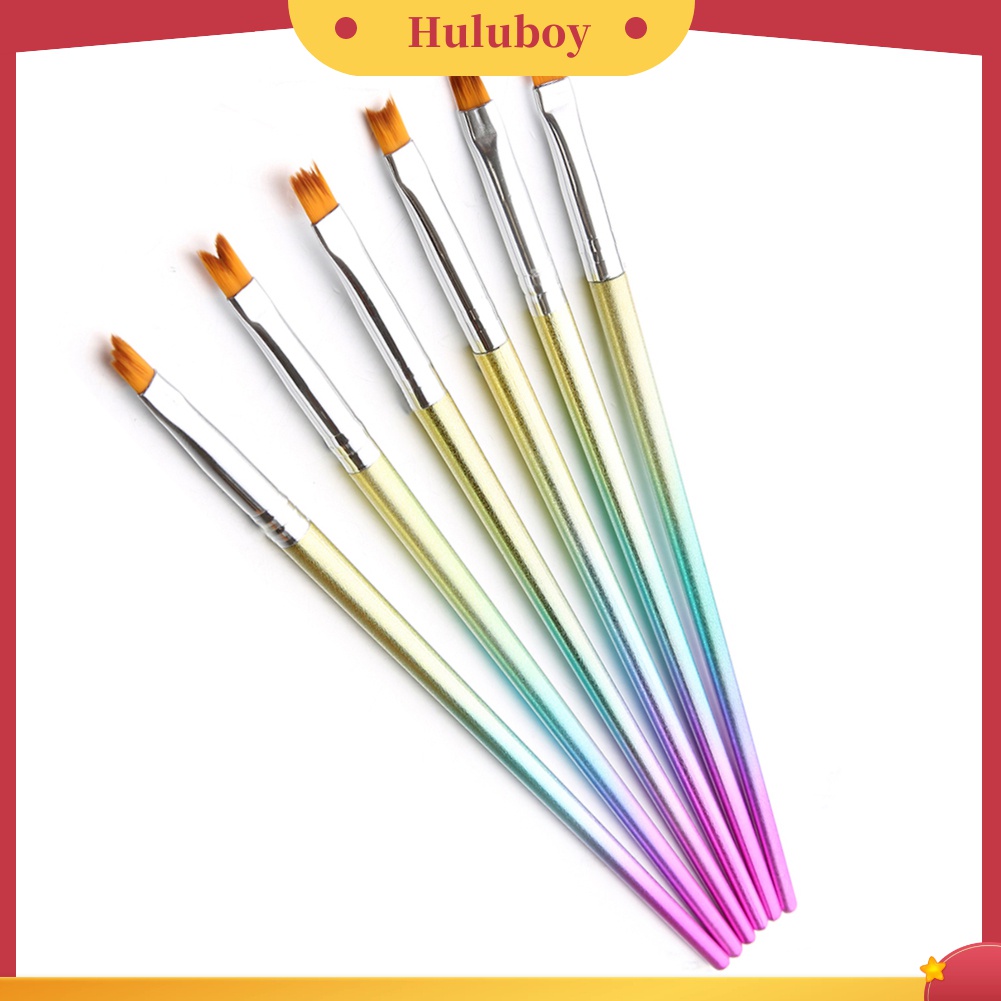 Huluboy Huluboy♡ 6pcs / Set Pen Brush Nail Art Gagang Warna-Warni Untuk Manicure DIY