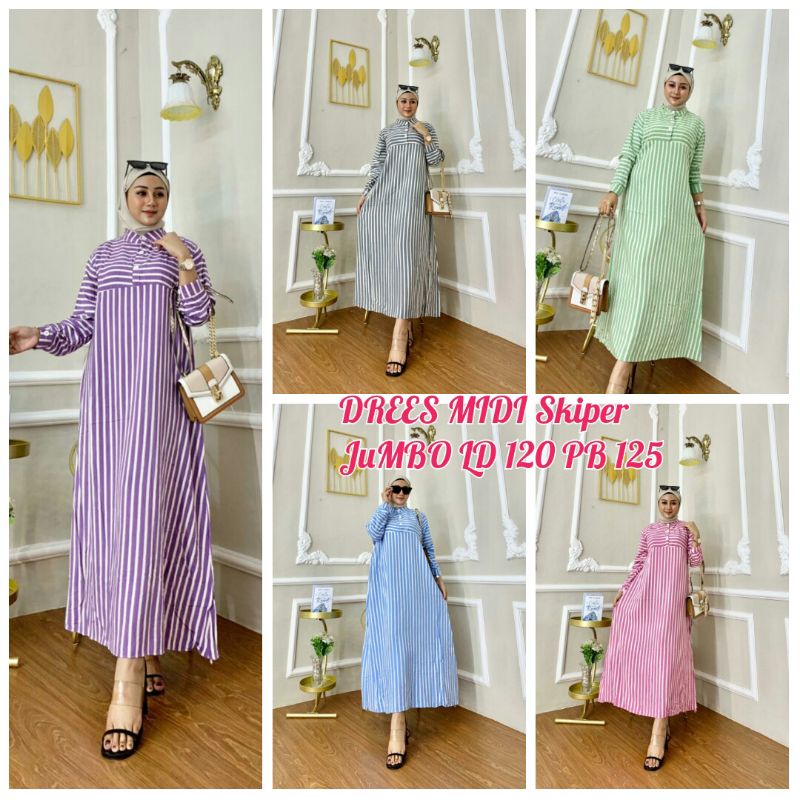 DRESS MIDI JUMBO MOTIF SALUR BUSUI