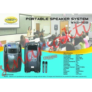 Murah Portable Wireless Meeting Krezt WAS 112B ( 12 inch ) Bluetooth