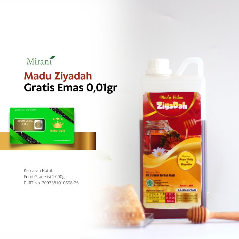 

Madu Kalimantan Ziyadah 1000gr GRATIS emas 0.01gr
