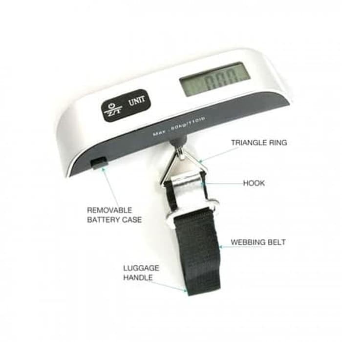 Timbangan Koper Electronic Silver Luggage Scale Travel Gantung Digital