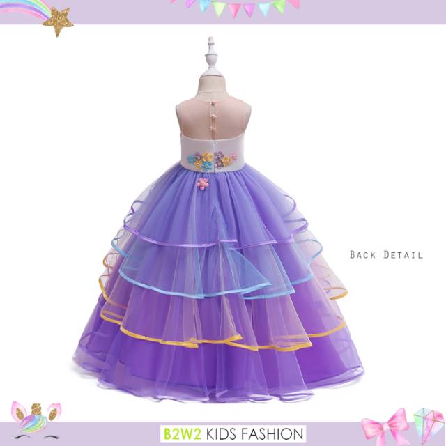 [Brandedbaby] 4T-13T LONG DRESS UNICORN ANAK IMPOR/ GAUN UNICORN ULANG TAHUN TUTU ANAK UNICORN PANJANG B2W2