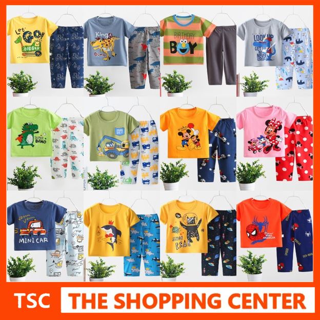 TSC -  BJC2 Setelan Anak 0 - 3 Tahun Pijama Anak Baju Anak Baju Pendek  Dan Celana Panjang 12-23