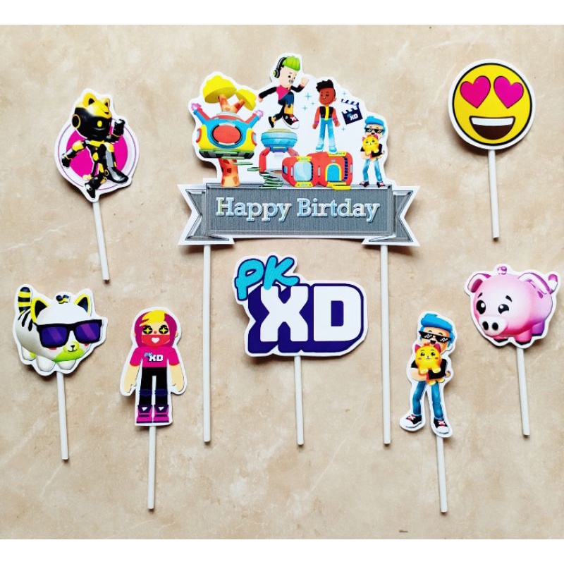 hiasan kue ulang tahun cake topper satu set karakter PKXD PK XD