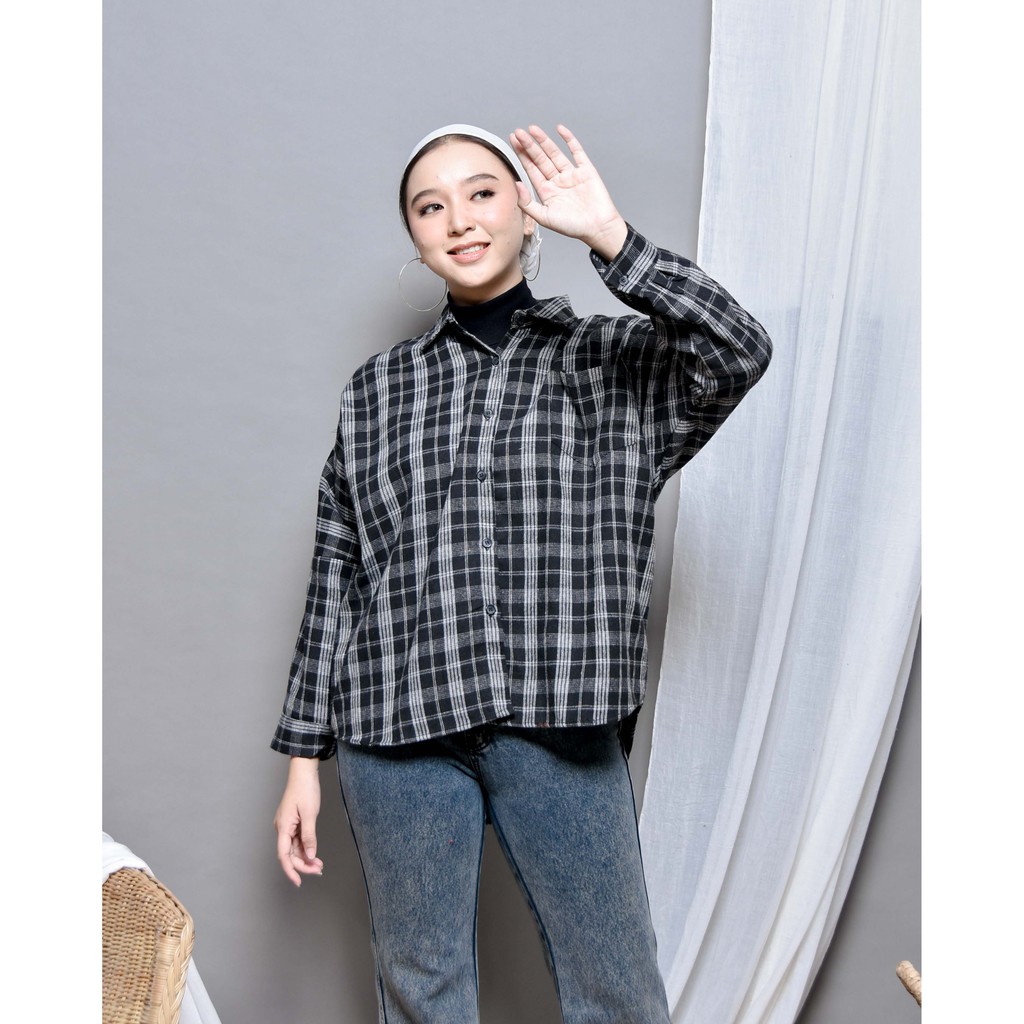 KEMEJA BOYFRIEND KOREA OVERSIZE OMBRE FLANEL PREMIUM SHIRT B341-Motif 17